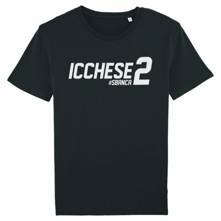 Icchese2 bianco su T-shirt nera