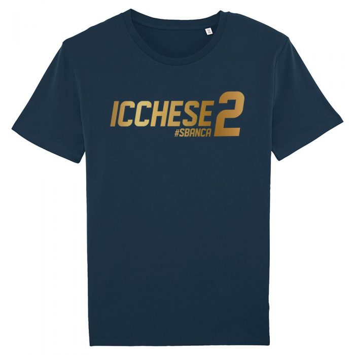 Icchese2 oro su T-shirt blu