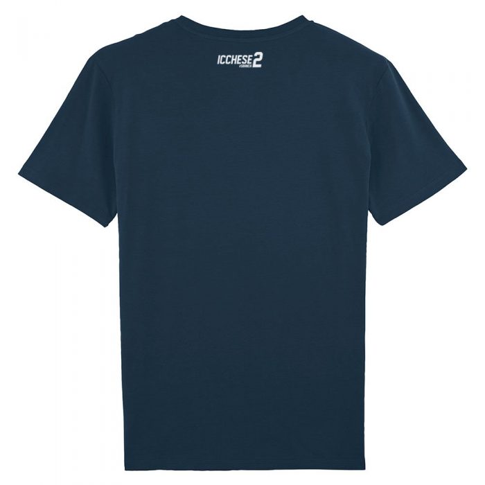 ICS2 bianco su T-shirt blu