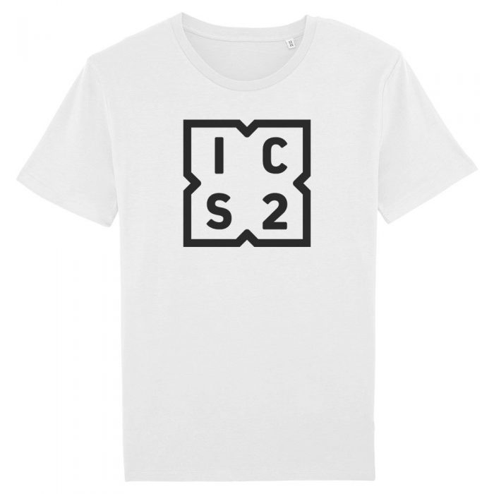 ICS2 nero su T-shirt bianca