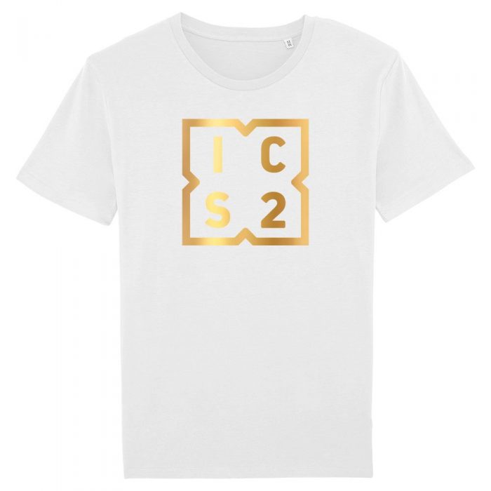 ICS2 oro su T-shirt bianca