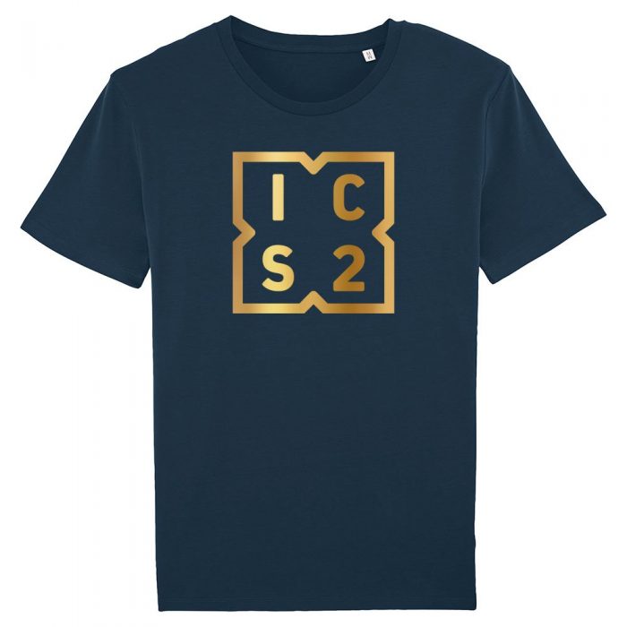ICS2 oro su T-shirt blu
