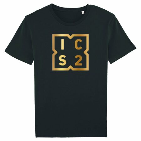 ICS2 oro su T-shirt nera